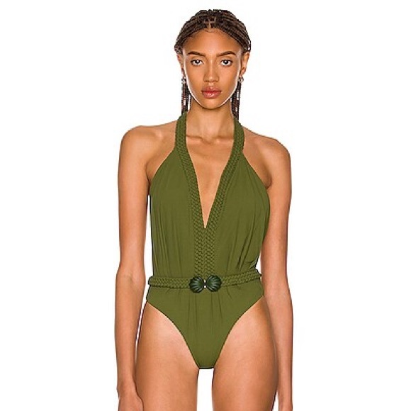 NWT Johanna Ortiz Seashell Hunting One Piece Swimsuit Basil Green Size Medium - Picture 1 of 15